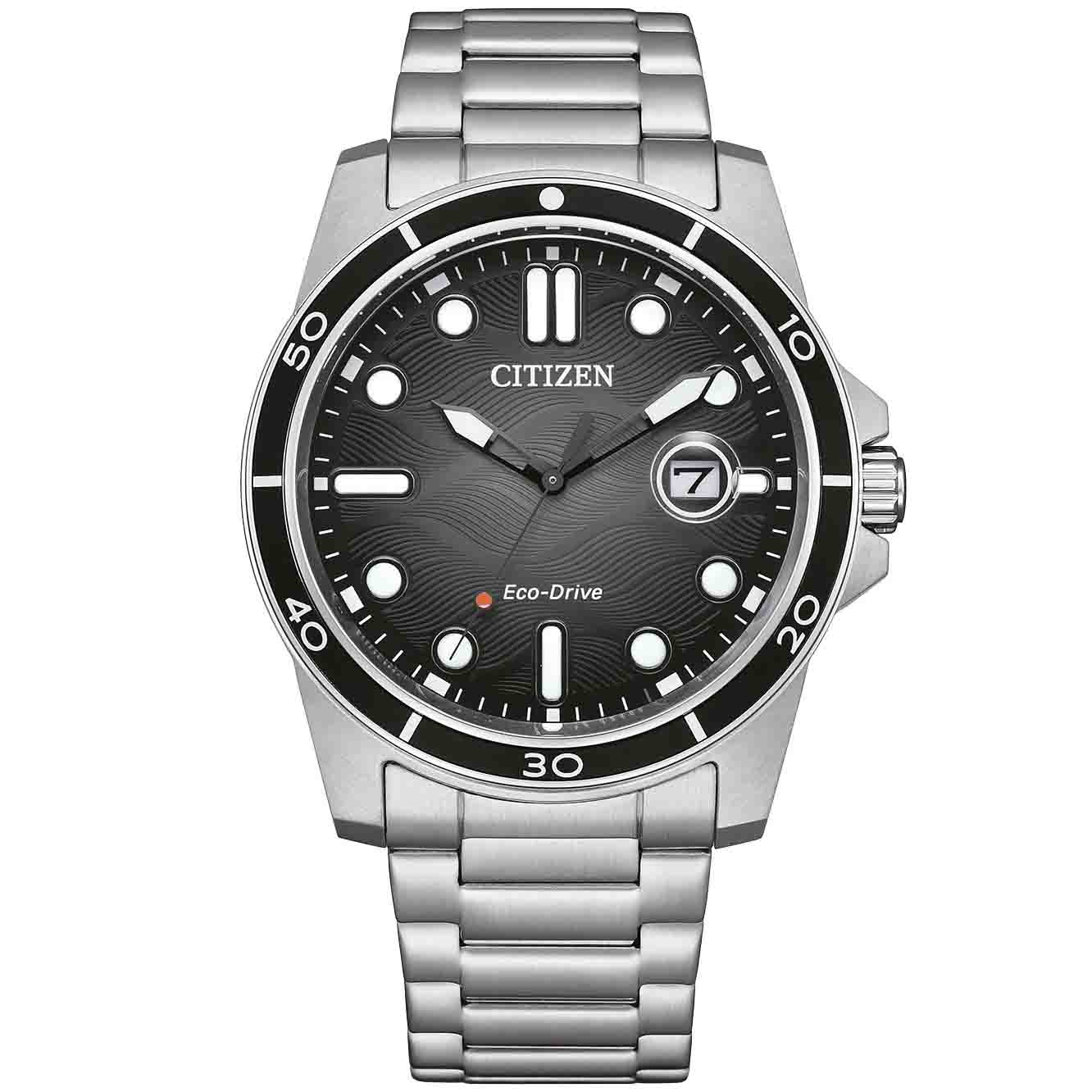 CITIZEN Eco Drive με μαύρο καντράν και ατσάλινο μπρασελέ AW1816-89E